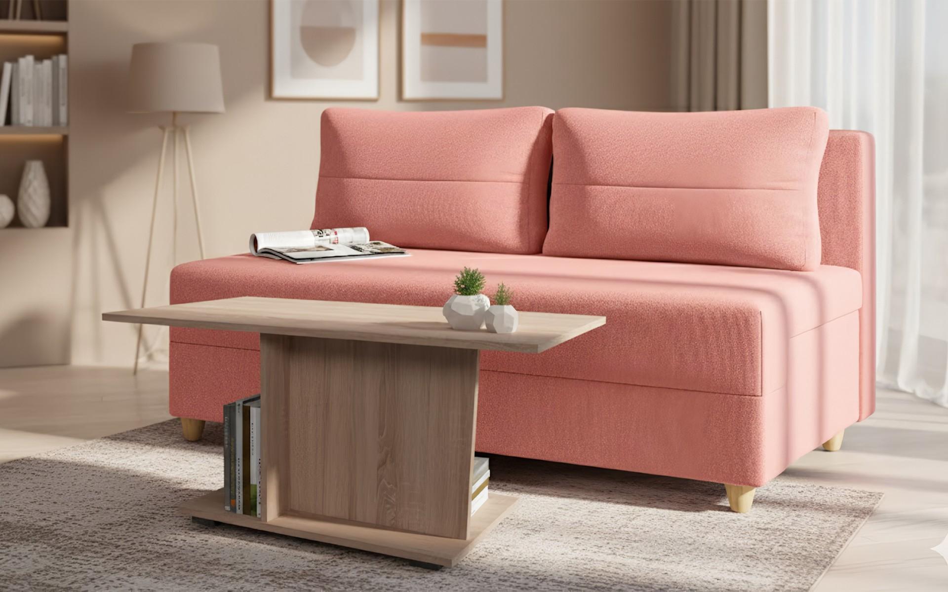 Set Canapea Kami + masuta de cafea Tayra, coral + stejar sonoma  1